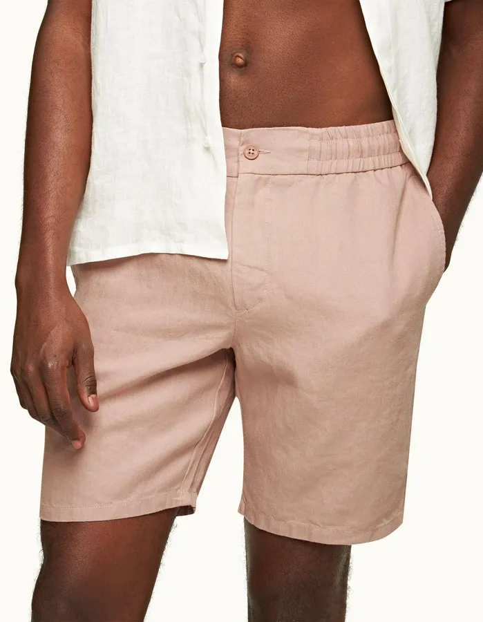 Orlebar Brown Day Shorts Men Cornell Linen Caramel Pink