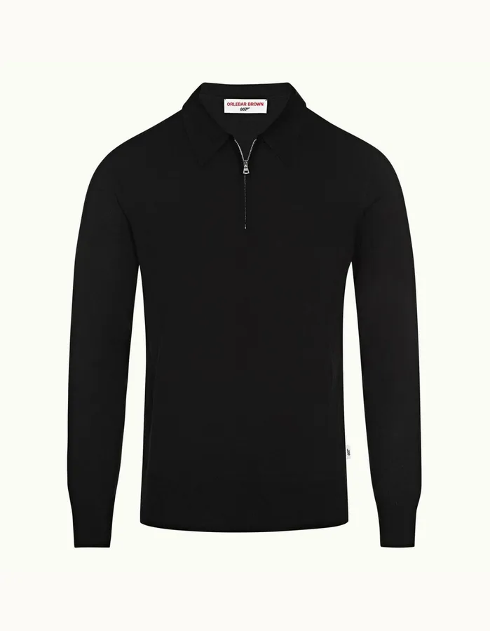 Orlebar Brown Knitwear Men Moonraker Knitted Half Zip Black