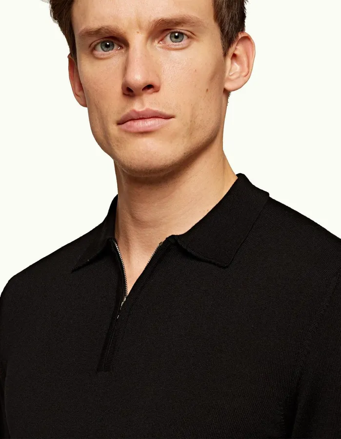 Orlebar Brown Knitwear Men Moonraker Knitted Half Zip Black