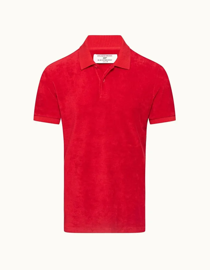 Orlebar Brown Polo Shirts Men Dr No Towelling Polo Red
