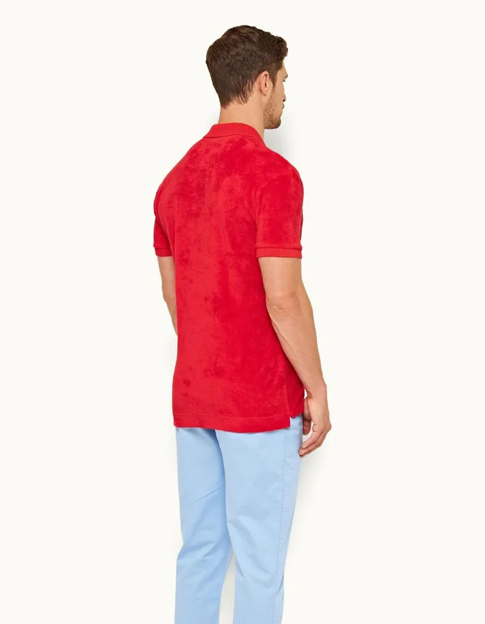 Orlebar Brown Polo Shirts Men Dr No Towelling Polo Red