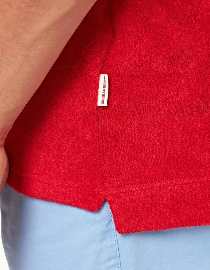 Orlebar Brown Polo Shirts Men Dr No Towelling Polo Red