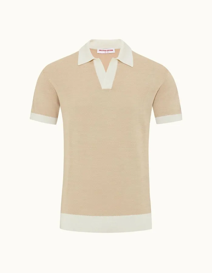 Orlebar Brown Polo Shirts Men Horton Merino White Sandbiscuit
