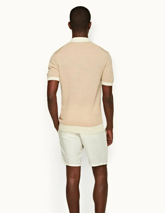 Orlebar Brown Polo Shirts Men Horton Merino White Sandbiscuit