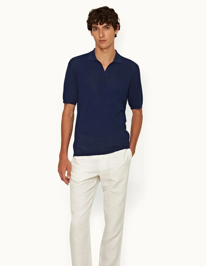 Orlebar Brown Polo Shirts Men Roddy Lagoon Blue