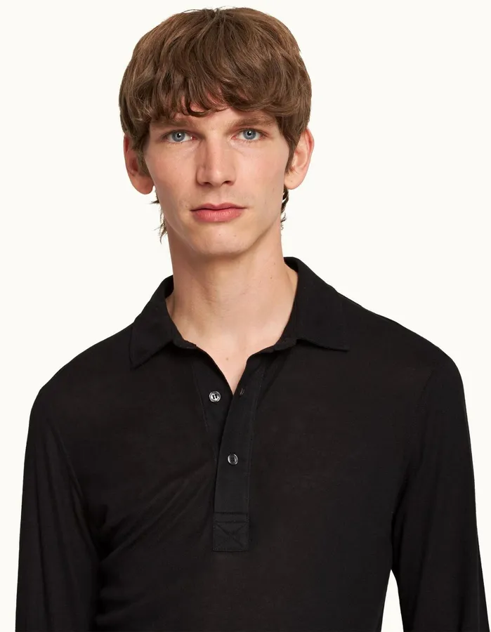 Orlebar Brown Polo Shirts Men Sebastian Cashmere Black