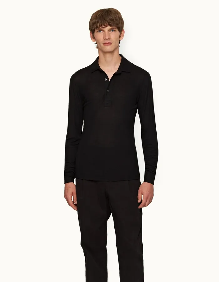 Orlebar Brown Polo Shirts Men Sebastian Cashmere Black