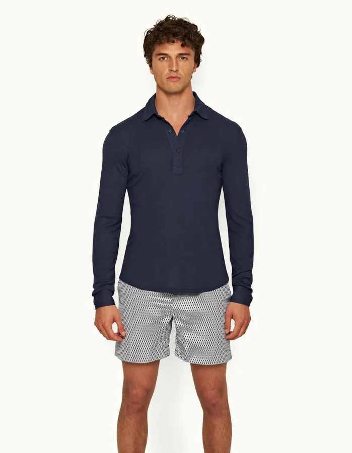 Orlebar Brown Polo Shirts Men Sebastian Cashmere Lagoon Blue