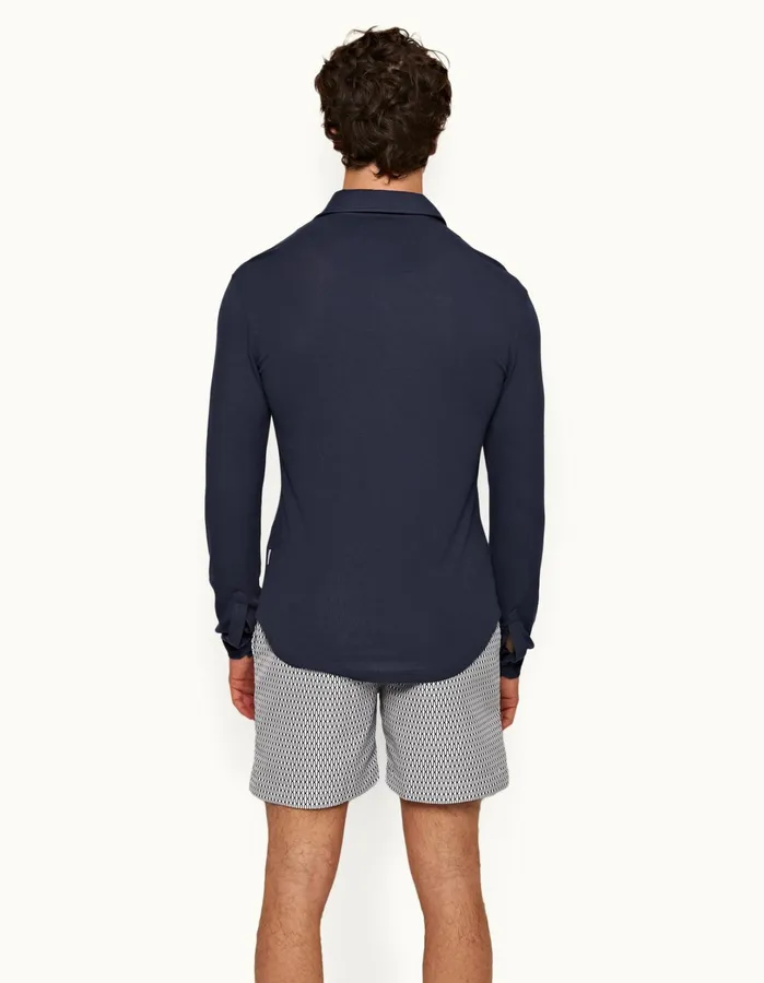 Orlebar Brown Polo Shirts Men Sebastian Cashmere Lagoon Blue