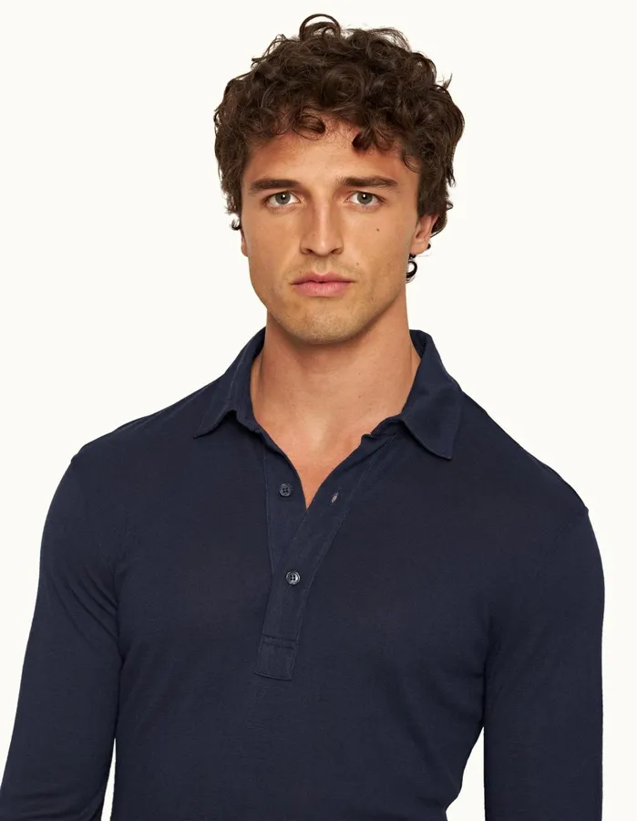 Orlebar Brown Polo Shirts Men Sebastian Cashmere Lagoon Blue