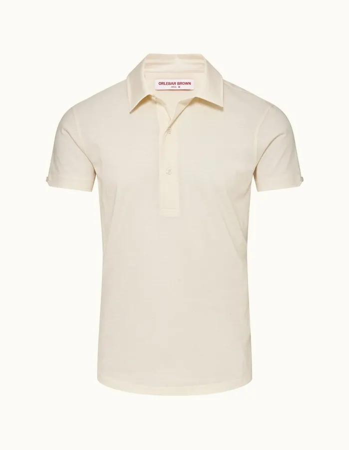 Orlebar Brown Polo Shirts Men Sebastian Cotton Silk White Sand