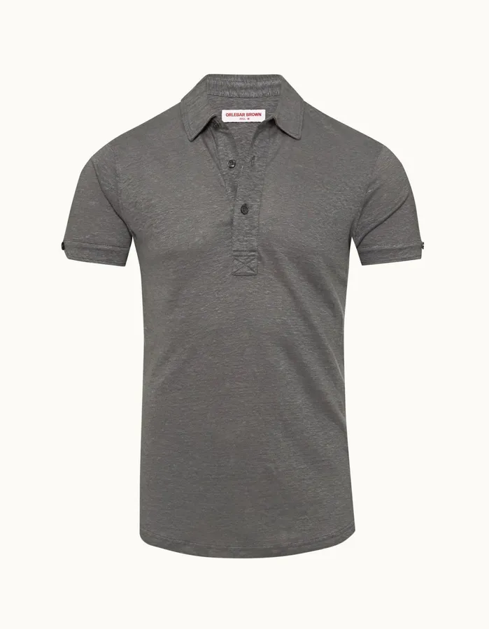 Orlebar Brown Polo Shirts Men Sebastian Linen Granite