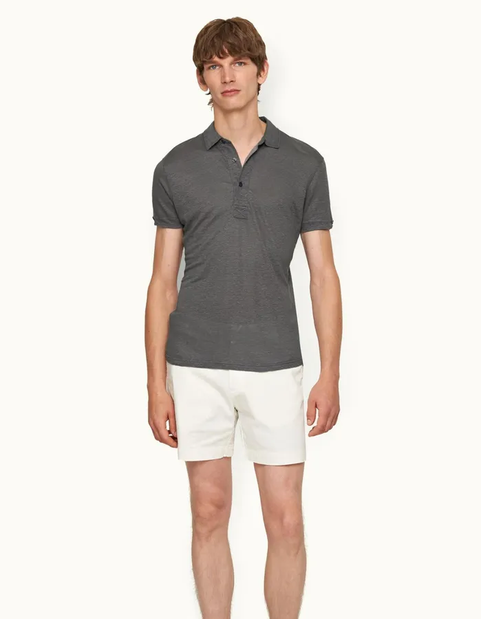 Orlebar Brown Polo Shirts Men Sebastian Linen Granite