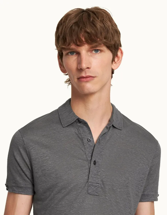 Orlebar Brown Polo Shirts Men Sebastian Linen Granite