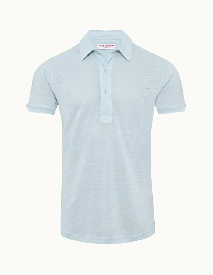Orlebar Brown Polo Shirts Men Sebastian Linen Island Sky