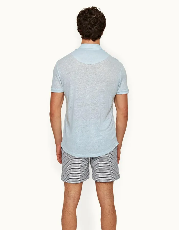 Orlebar Brown Polo Shirts Men Sebastian Linen Island Sky