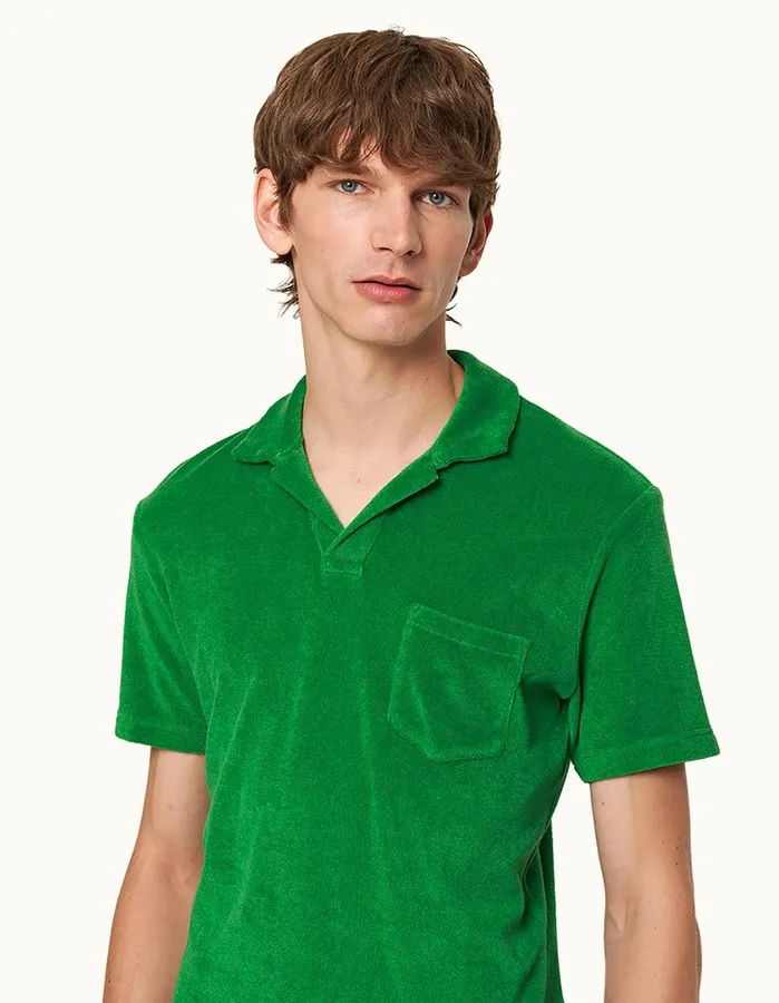 Orlebar Brown Polo Shirts Men Terry Towelling Coastal Garden