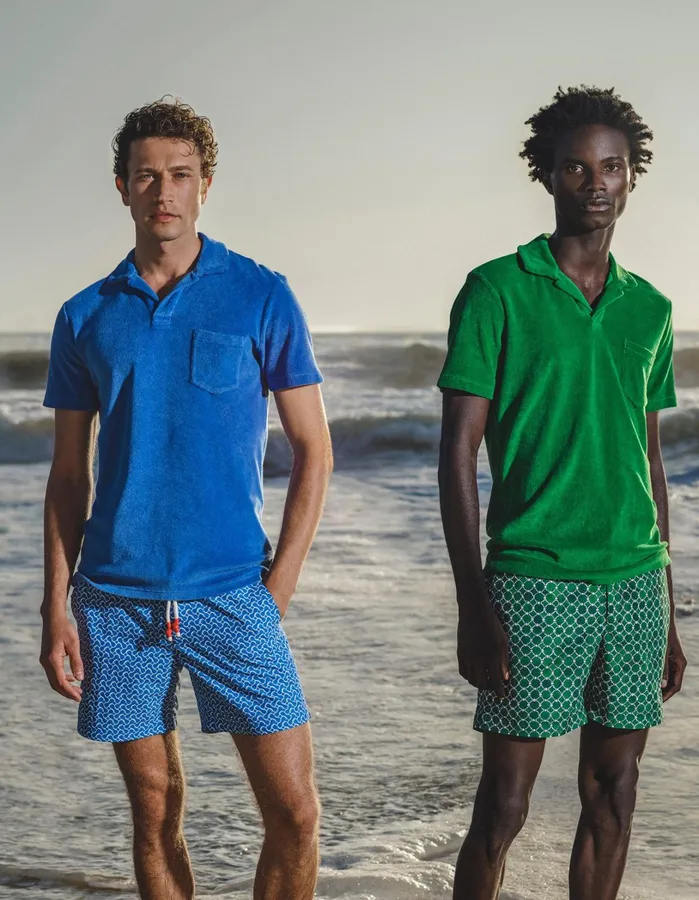 Orlebar Brown Polo Shirts Men Terry Towelling Coastal Garden