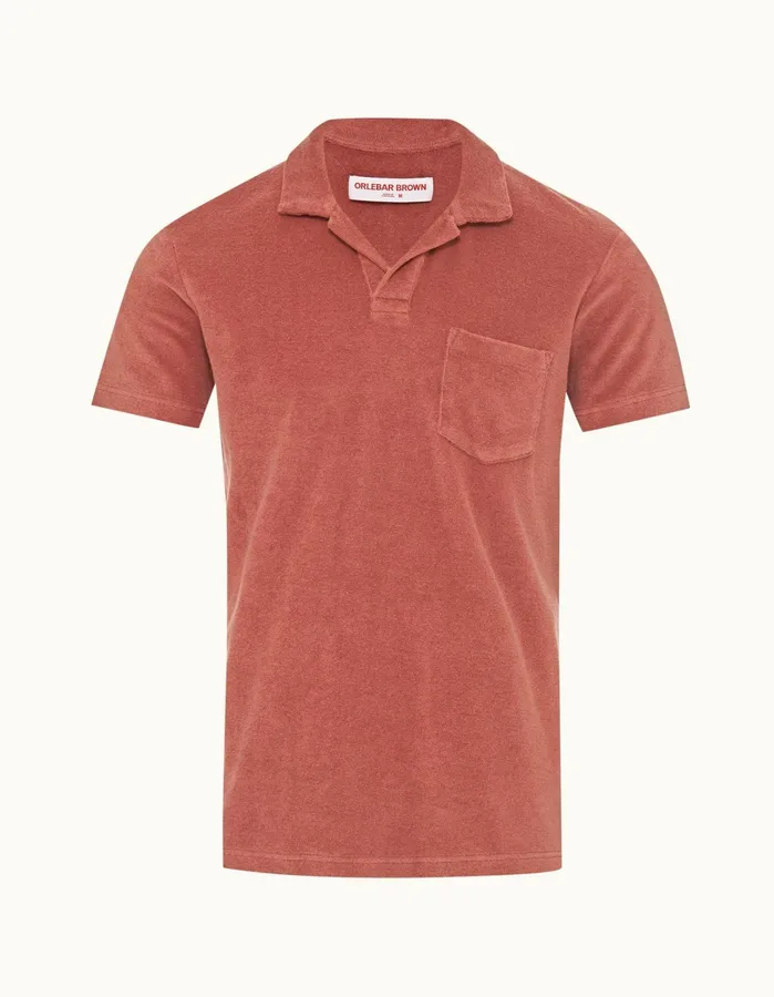 Orlebar Brown Polo Shirts Men Terry Towelling Mauve