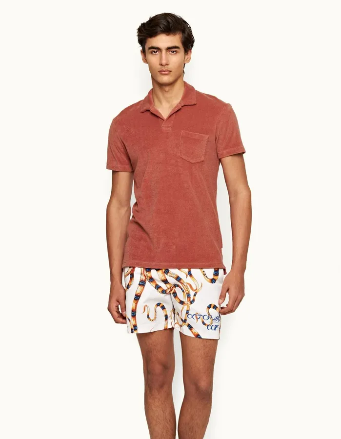 Orlebar Brown Polo Shirts Men Terry Towelling Mauve