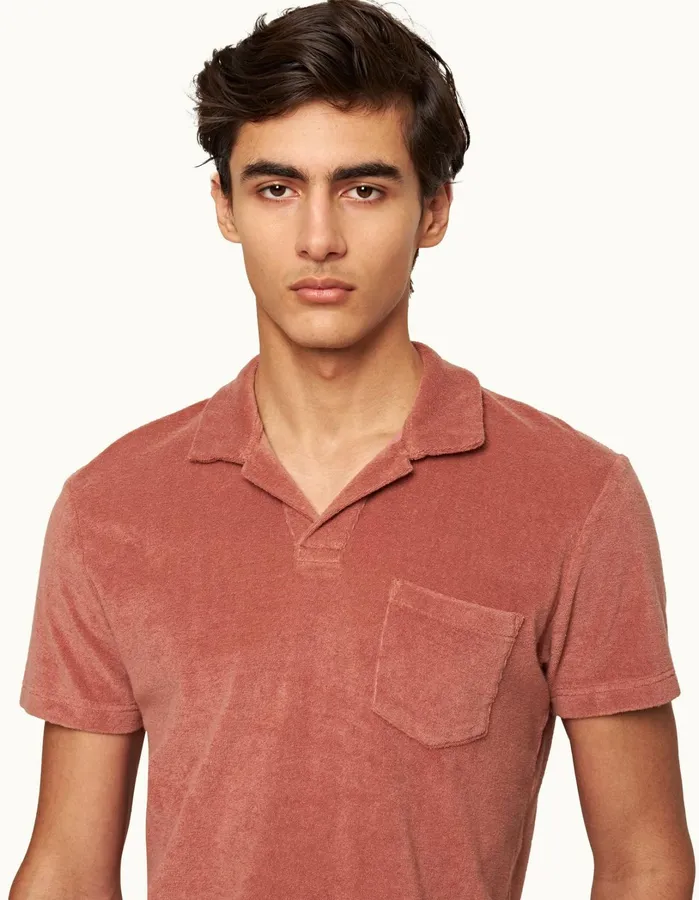 Orlebar Brown Polo Shirts Men Terry Towelling Mauve