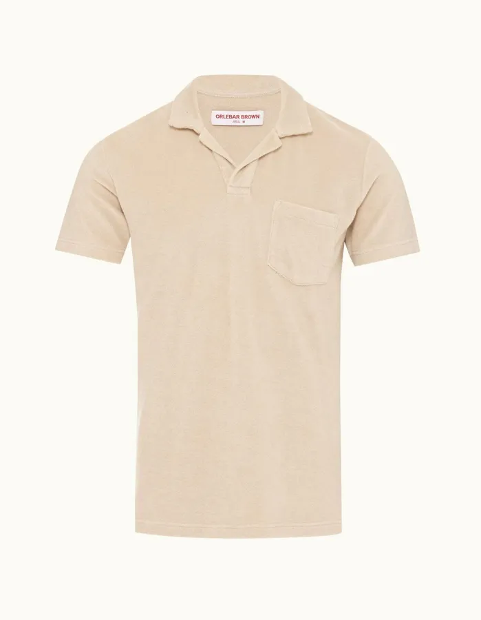Orlebar Brown Polo Shirts Men Terry Towelling Taupe