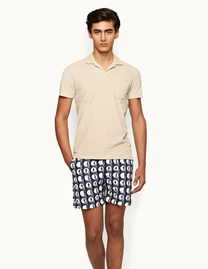 Orlebar Brown Polo Shirts Men Terry Towelling Taupe