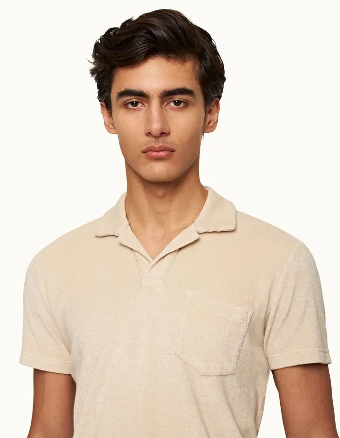 Orlebar Brown Polo Shirts Men Terry Towelling Taupe