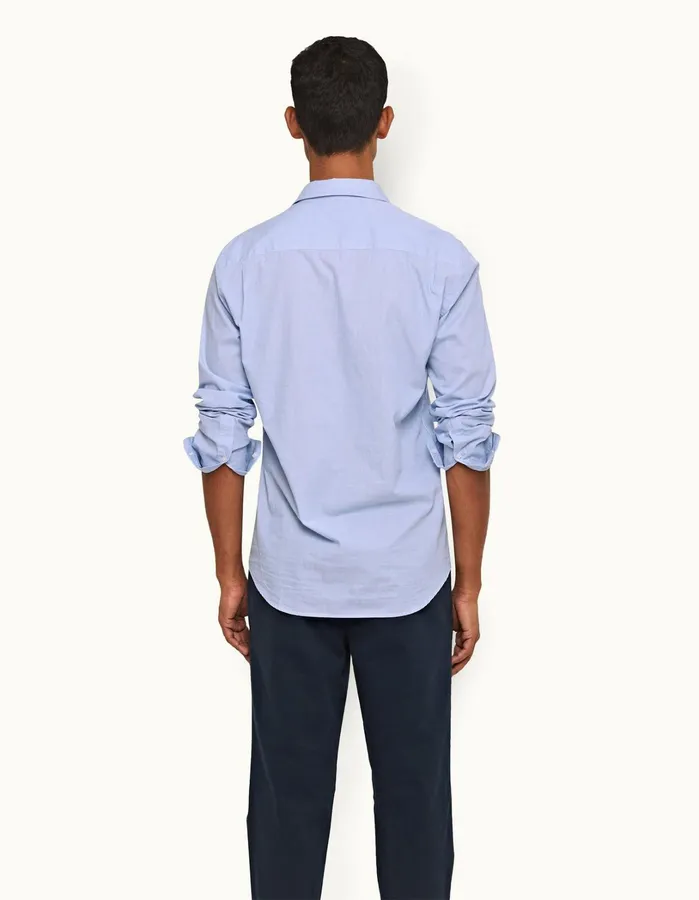 Orlebar Brown Shirts Men Giles Chainstitch Ice Bluewhite