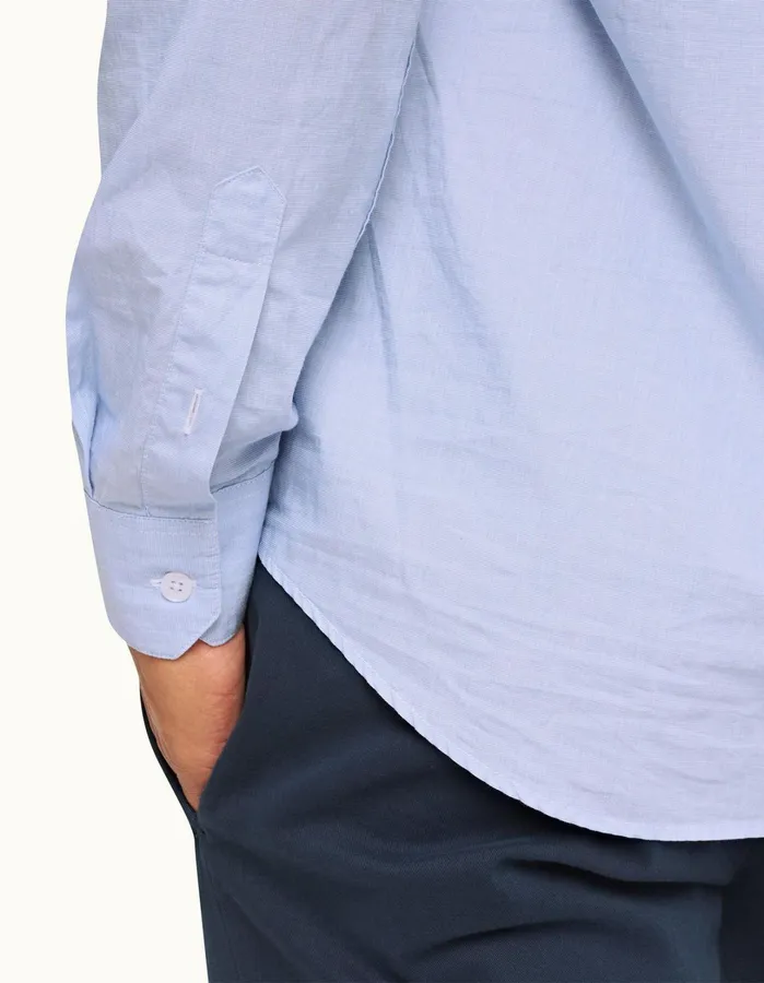 Orlebar Brown Shirts Men Giles Chainstitch Ice Bluewhite