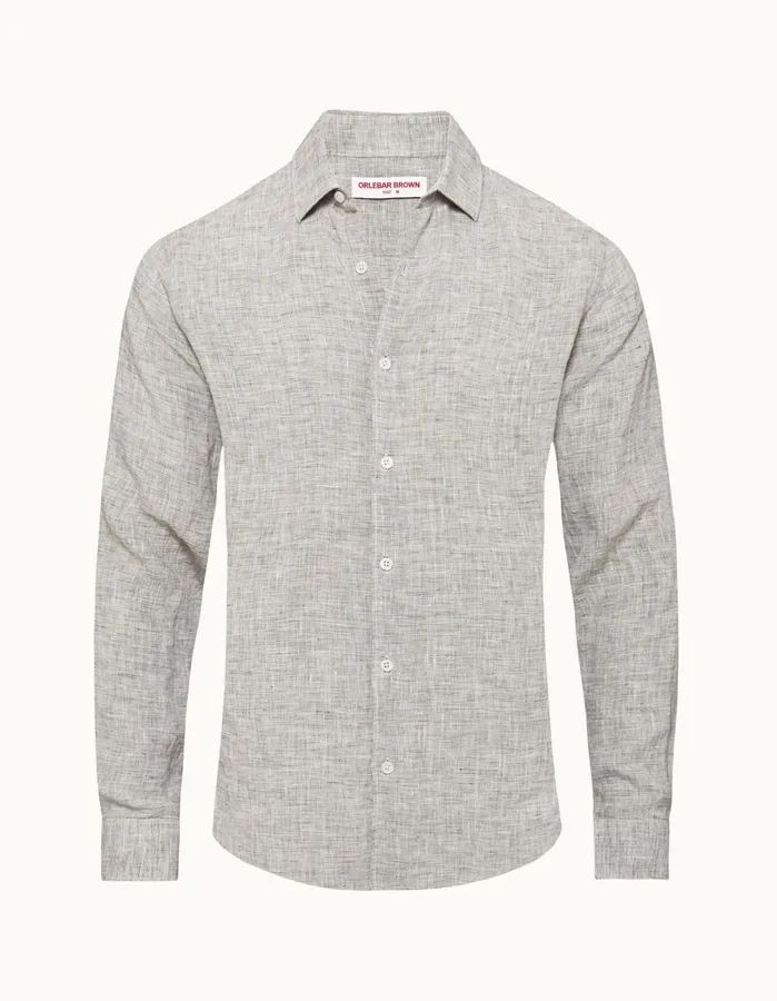 Orlebar Brown Shirts Men Giles Linen Graphitewhite