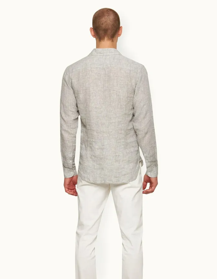 Orlebar Brown Shirts Men Giles Linen Graphitewhite