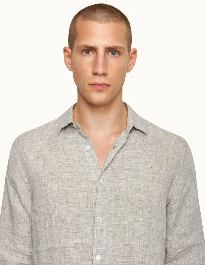 Orlebar Brown Shirts Men Giles Linen Graphitewhite