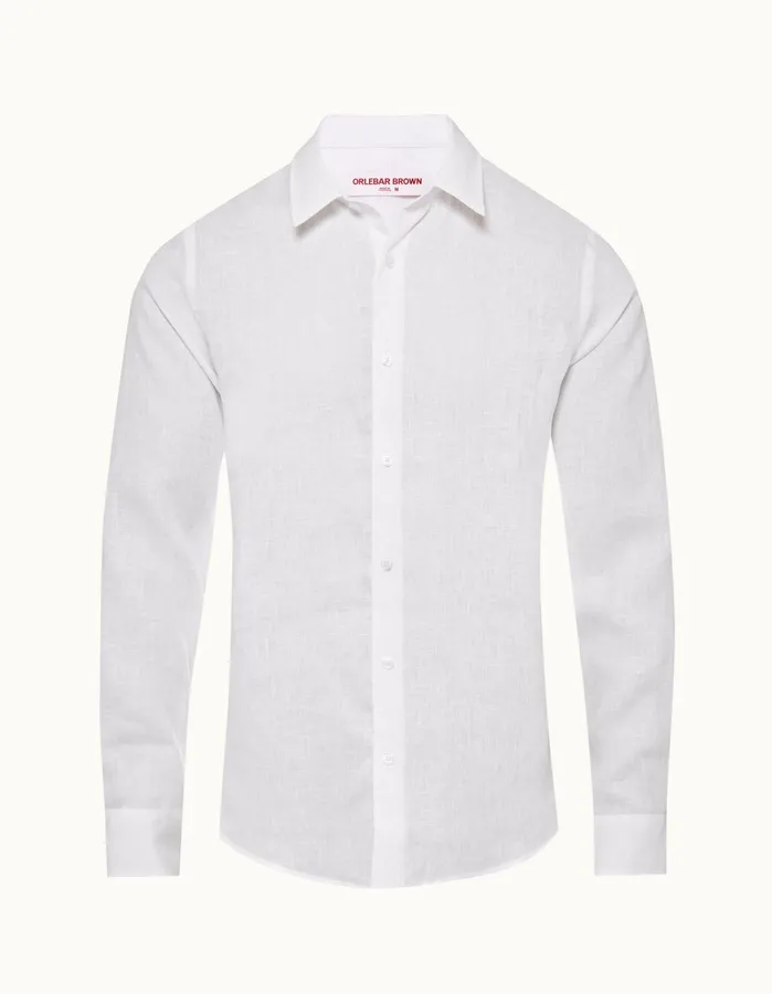 Orlebar Brown Shirts Men Giles Linen Matchstickwhite