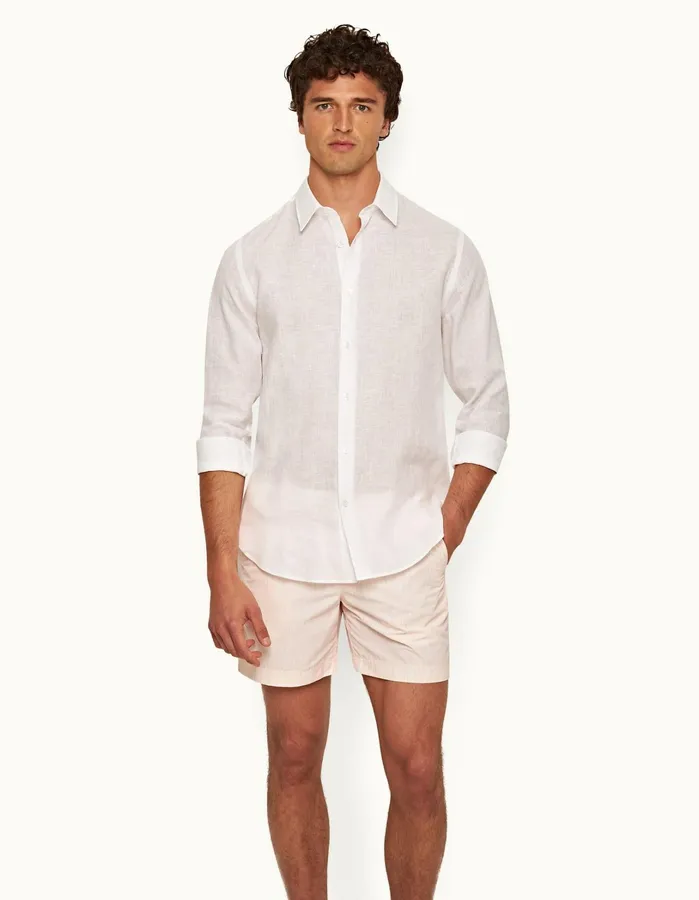 Orlebar Brown Shirts Men Giles Linen Matchstickwhite