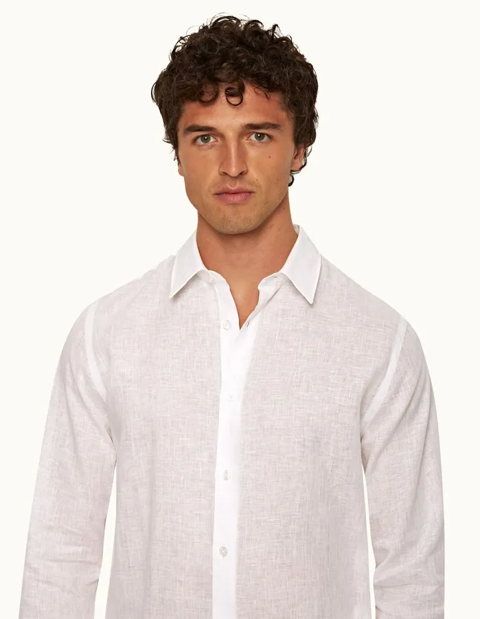 Orlebar Brown Shirts Men Giles Linen Matchstickwhite