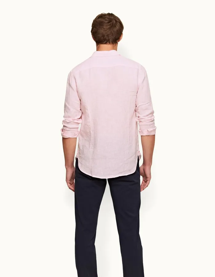 Orlebar Brown Shirts Men Giles Linen Pale Pinkwhite