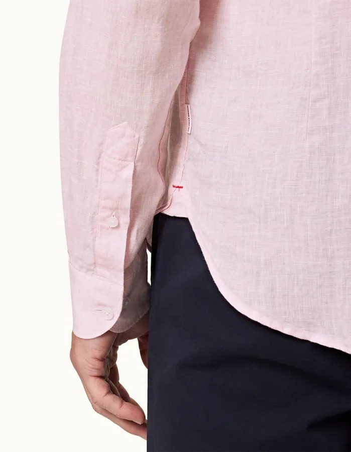 Orlebar Brown Shirts Men Giles Linen Pale Pinkwhite