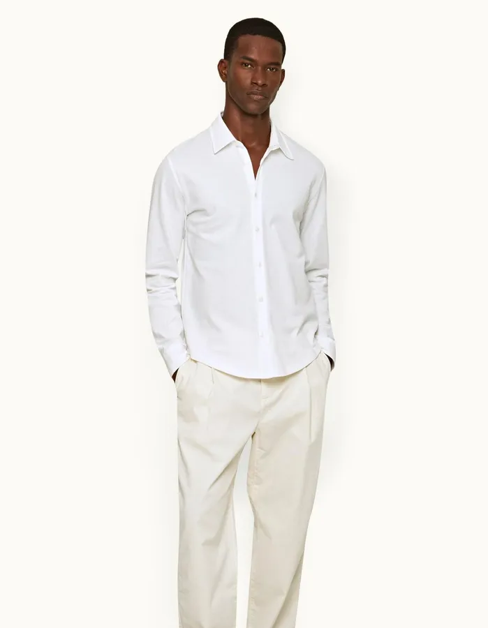 Orlebar Brown Shirts Men Giles Pique White