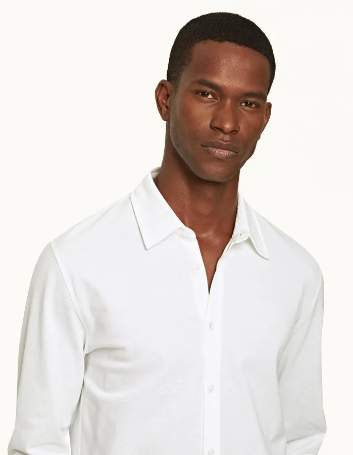 Orlebar Brown Shirts Men Giles Pique White