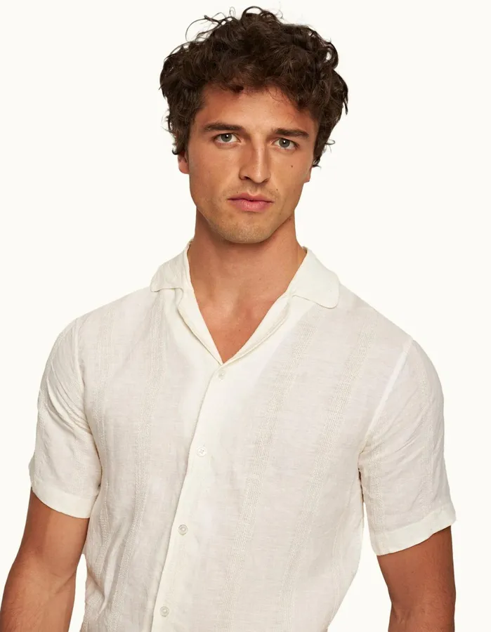 Orlebar Brown Shirts Men Hibbert Linen Sandbar