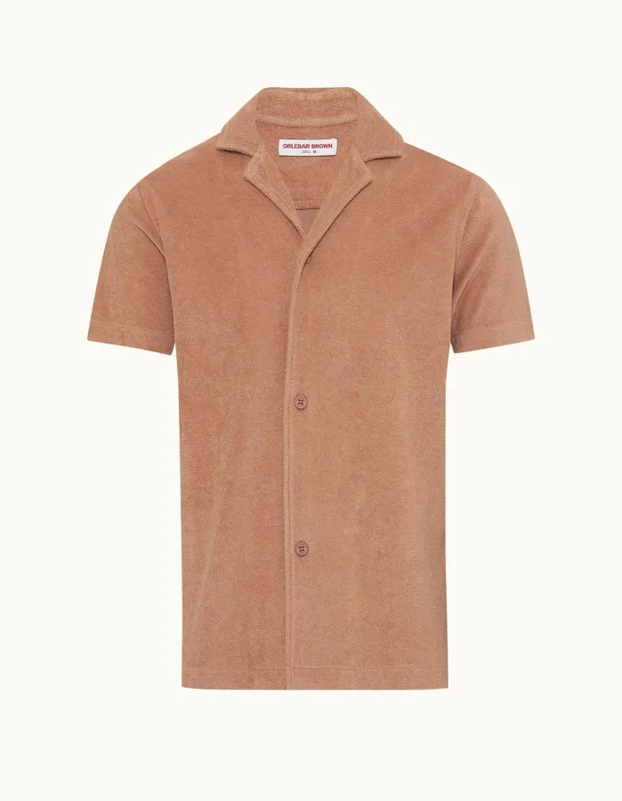 Orlebar Brown Shirts Men Howell Towelling Caramel Pink