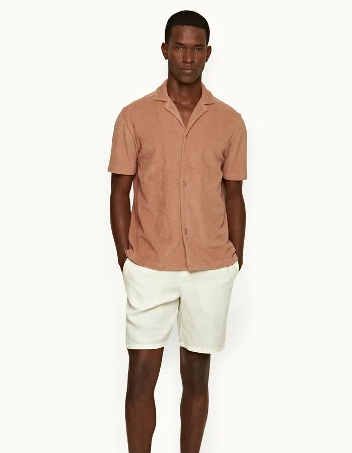 Orlebar Brown Shirts Men Howell Towelling Caramel Pink