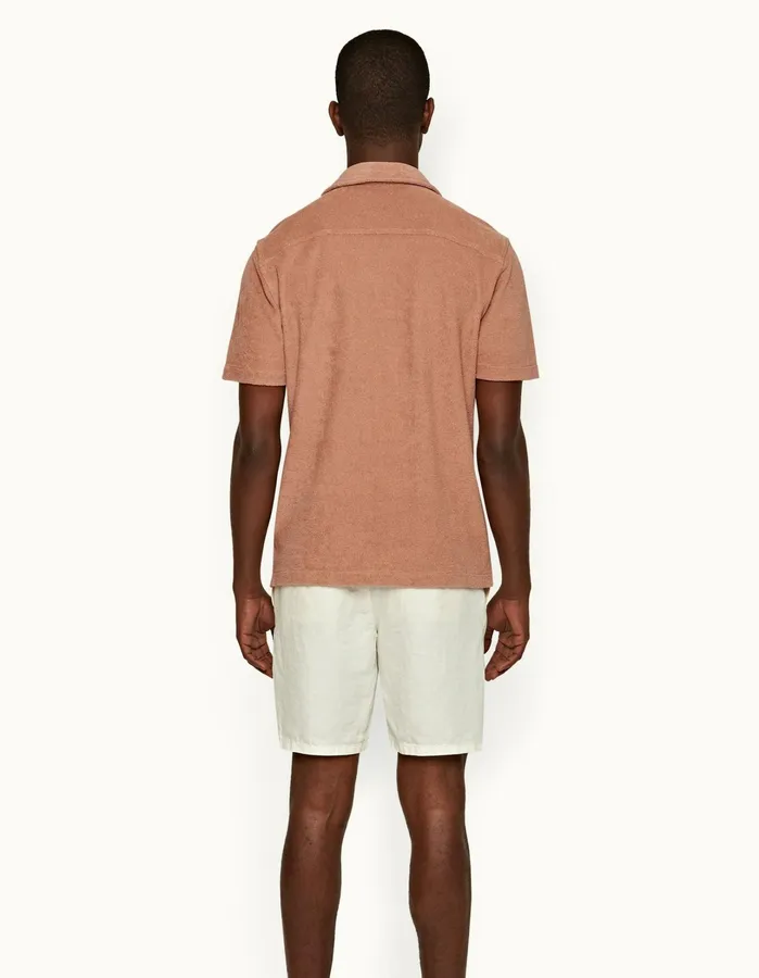 Orlebar Brown Shirts Men Howell Towelling Caramel Pink