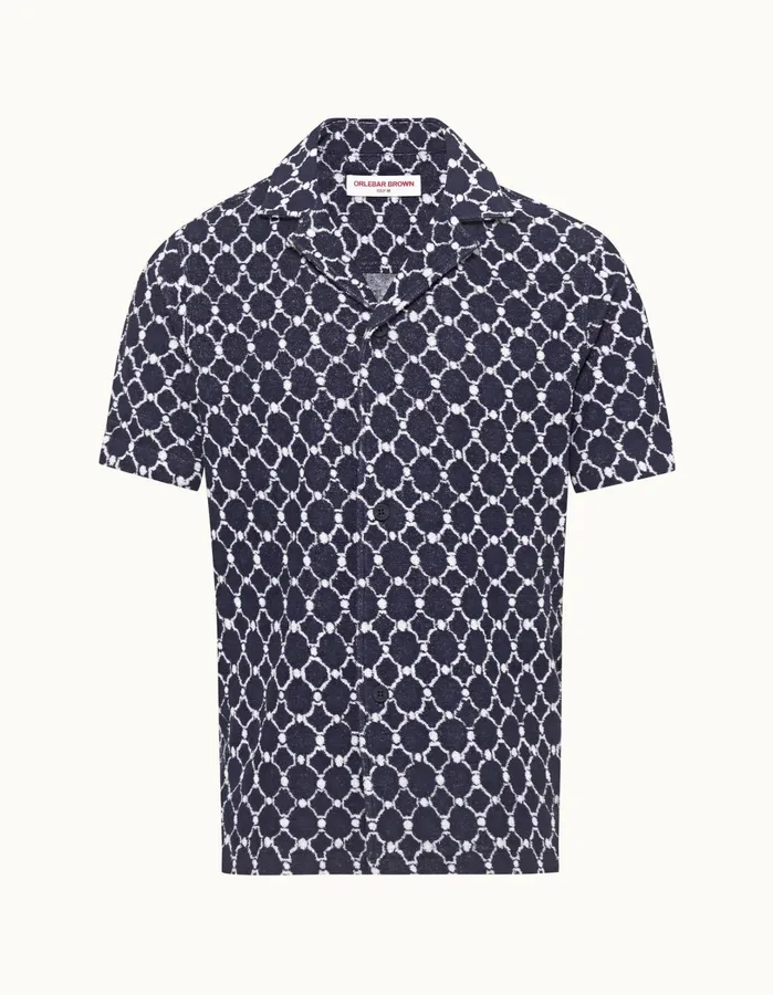 Orlebar Brown Shirts Men Howell Towelling Midnight Navy
