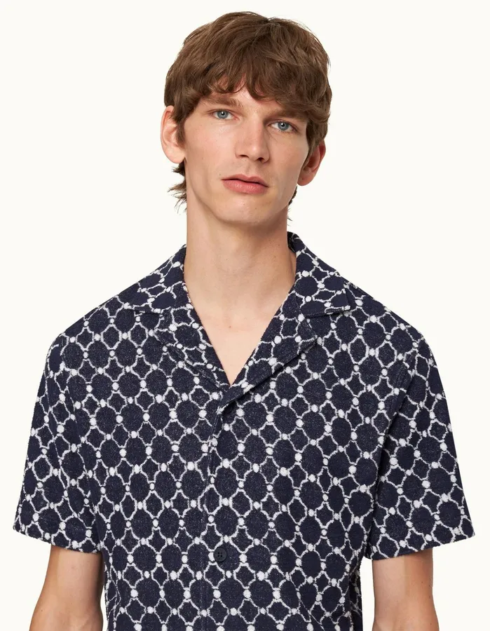 Orlebar Brown Shirts Men Howell Towelling Midnight Navy