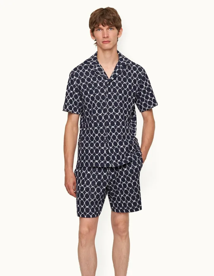 Orlebar Brown Shirts Men Howell Towelling Midnight Navy