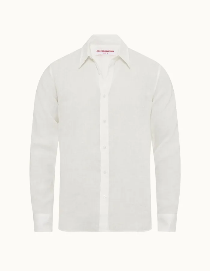 Orlebar Brown Shirts Men Justin Linen White