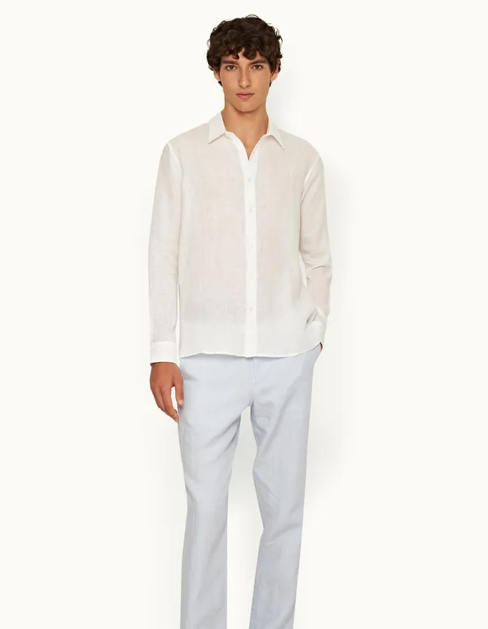 Orlebar Brown Shirts Men Justin Linen White