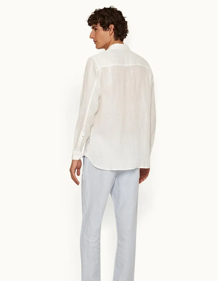 Orlebar Brown Shirts Men Justin Linen White